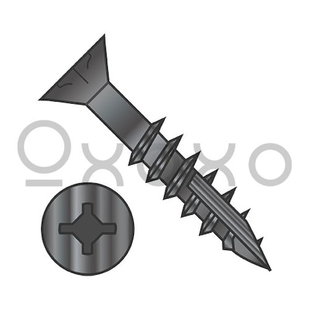 Oxoxo 8-11X2 Square Phil Drive Flat w/Nibs Deep Thread Wood Screw 2/3 Thread Type 17 Black Ox, 4500PK 555170