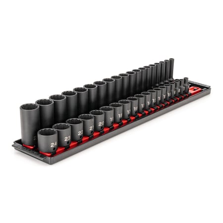 Tekton 3/8 in Drive Impact Socket Set, Metric, 38 pcs SID91215
