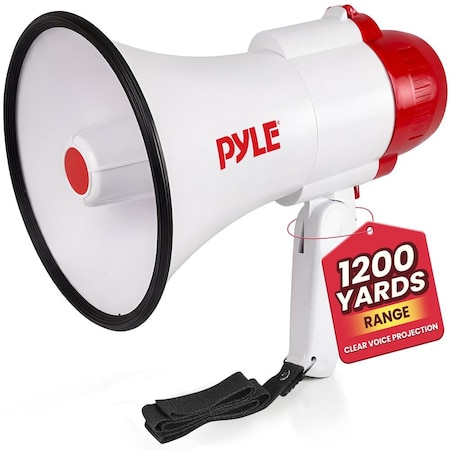 Pyle Pyle Lightweight 30-Watt Megaphone Bullhorn - Adjustable Volume, Built-in Siren, 800-Yard Range PMP30