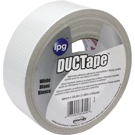 Intertape Duct Tape, 60 yd L, 188 in W, Cloth Backing, White 20C-W2