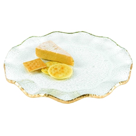 Homeroots 13 Mouth Blown Wavy Edge Gold Leaf Platter Or Charger 375742