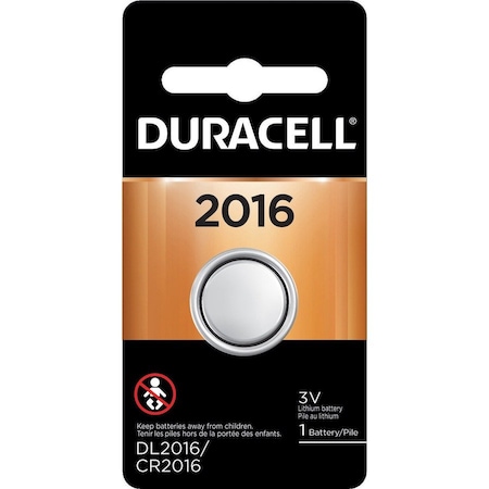 Duracell Coin Cell Lithium 3V Battery - DL2016 - For Multipurpose - 3 V DC - 1 Each DL2016BPK