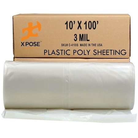 Xpose Safety Tarp, 10 ft x 100 ft, 3.4 mil, Black, Polyethylene B-410IS-X