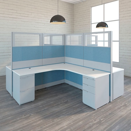 Global Industrial Interion Modern Quad Workstation, 10' 5"W x 10' 5"D x 70"H 271622