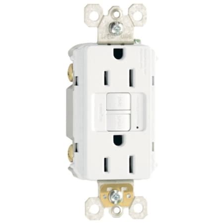 Legrand Pass & Seymour radiant Series GFCI Duplex Receptacle, Nylon, White, 15 A, 125 VAC, NEMA: 5-15R, PK3 1597W3PKCC4