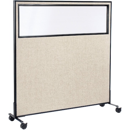 Global Industrial Interion Mobile Office Partition Panel with Partial Window, 60-1/4"W x 63"H, Tan 694986MTN