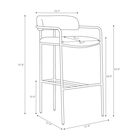 Manhattan Comfort Serene Metal Upholstered Barstool in Alabaster BS1881-CR