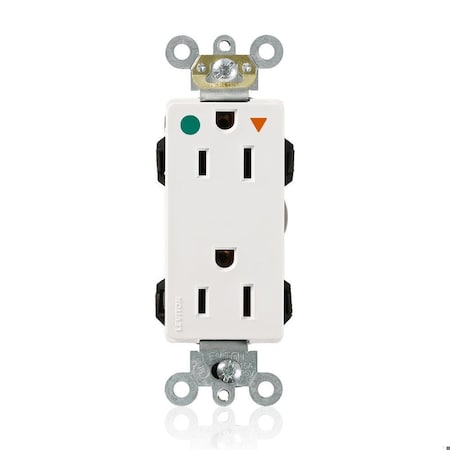Leviton Straight Blade Receptacle, 5-15R, 15 A, 125V AC, Isolated Ground MD820-IGW