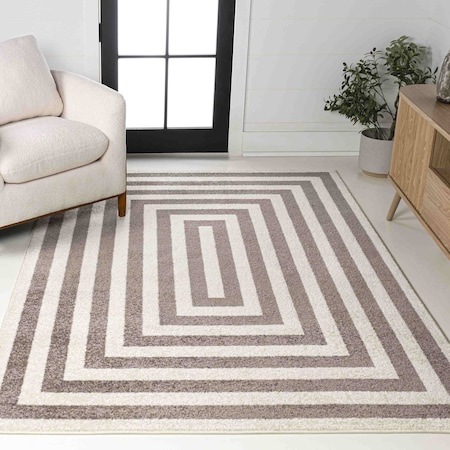 Jonathan Y Bandol Modern Classic Mitre Stripe Brown/Ivory 4 ft. x 6 ft. Area Rug MOH211A-4