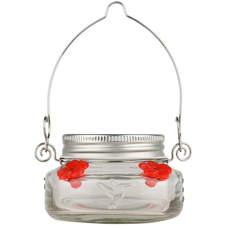 Natures Way Hummingbird 6 oz Glass Mason Jar Bird Feeder 4 ports MJF1-TRAY