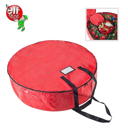 Elf Stor Wreath Storage Container Canvas Sack with Handles 36in Wreaths Compartment for Ornaments 83-DT5156