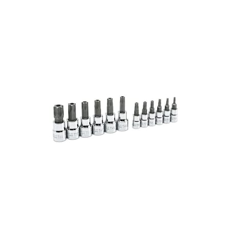 Crescent Tamper Proof Torx Bit Socket Set 1/4 and 3/8in drive S 6 Point Nickel Plated CBSS2TN