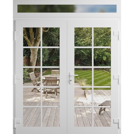 Vdomdoors Front Exterior Prehung Metal-Plastic Double Doors Clear Glass / MANUX 8100 White Silk / Office Comm MANUX8100DEXD-WS-W72xH80+16-LH-I