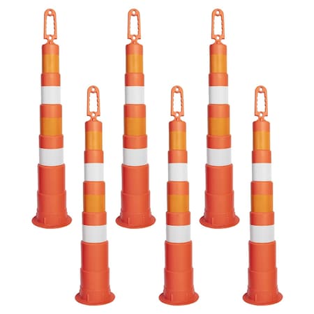 Jrex Safety 42 in Orange Channelizer Cone with (4) 4 in Engineer Grade Sheeting, 6PK CHO42-JR-4-EG-6PK
