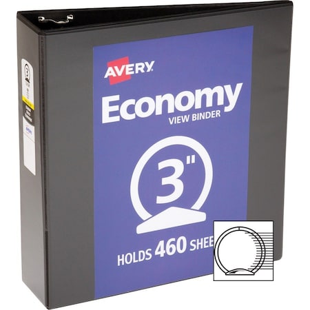 Zoro Select 3" Round Economy Binder, Black, 11 x 8.5 AVE05740