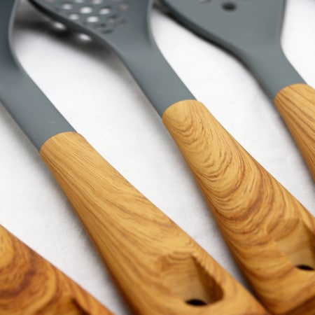Oster Everwood Kitchen Nylon Tools Set with Wood Inspired Handles, Set of 5 112066.05