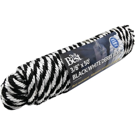 Do It Best 3/8'' x 50 Ft. Black & White Derby Polypropylene Packaged Rope 759878