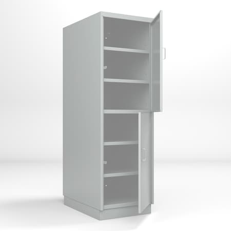 Pucel Heavy Duty Storage Locker, Two Door, 24in W x 36in D x 74in H, 4in Base, Adjustable Shelves, Gray DLCU-2436-2-AS-B