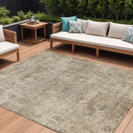 Homeroots 8' X 10' Taupe And Beige Abstract Washable Indoor Outdoor Area Rug 630552