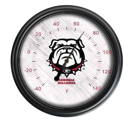 Holland Bar Stool Co University of Georgia (Bulldog) Indoor/Outdoor LED Thermometer ODThrm14BK-08GA-Dog