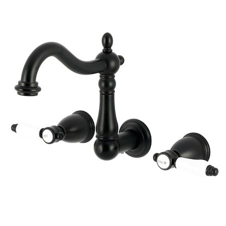 Kingston Brass Double-Handle Wall Mount Bathroom Faucet, Matte Black KS1250BPL