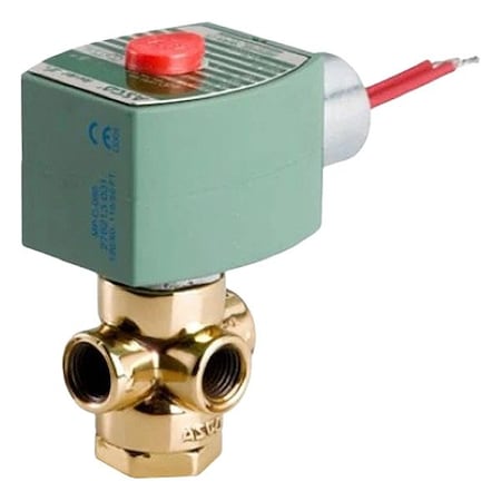 Asco Solenoid Valve, 3-Way, 2-Position, Configurable, 1/8 in Pipe Size, 24V DC, Direct Mount, Brass, NBR 8320G212 24/DC