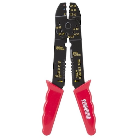 Prosource Cable Crimper, 10 to 22 AWG Wire, 10 to 22 AWG Stripping, 10 to 22 AWG Cutting Capacity JL-SST-401183L