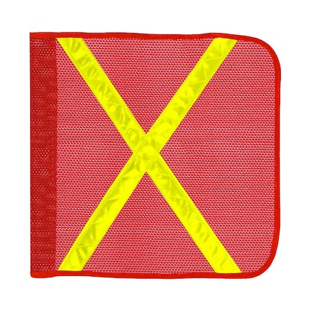 Safetywhips Warning Whip Flag, Orange Mesh, Yellow Reflective X, 16 Length Flag16-R-XY