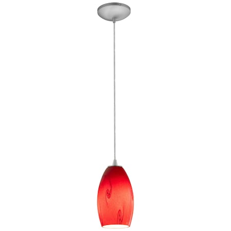 Access Lighting Merlot, Pendant, Brushed Steel Finish, Red Sky Glass 28011-1C-BS/RUSKY