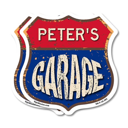Signmission Peter's Garage, 18 inch X 18 inch, Plastic Sign, 2PK SHI-P-2PACK-18-383-PETER