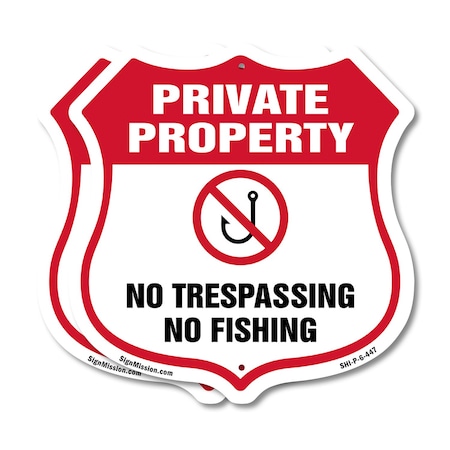 Signmission Private Property Shield Sign No Trespass, 6 inch X 6 inch, Plastic Sign, 2PK SHI-P-2PACK-6-447