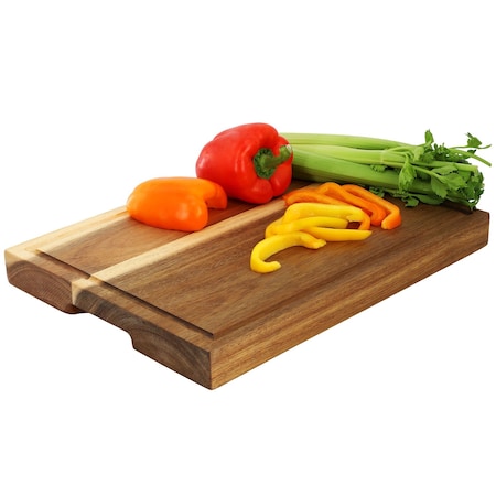 Megachef 15.5 x 12 Inch Acacia Wood 1.5 Inch Thick Carving and Cutting Board with Juice Groove 750123381M