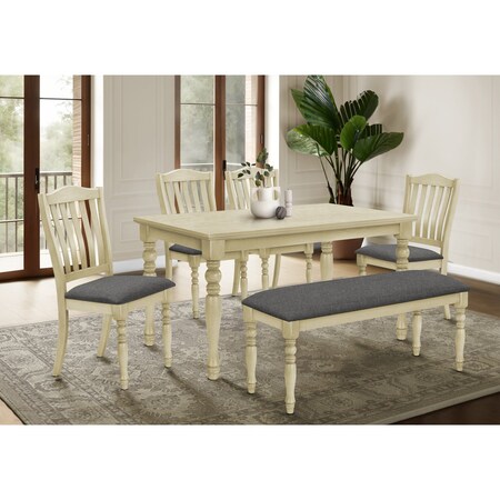 Monarch Specialties Dining Table, 60 in. Rectangular, Veneer Top, Dining Room, Kitchen, Antique Grey Veneer I 1390