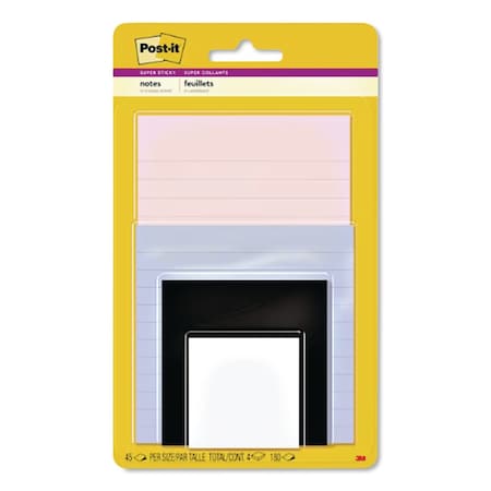 Post-It Pads in Simply Serene Colors, Assorted Sizes, Assorted Colors, 45 Sheets/Pad, 4PK 4622-SSNE