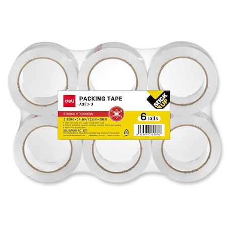 Deli Wide Packing Tape 2.83in x 54.6yd, Clear, Heavy-Duty, 36PK EA333-U