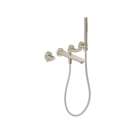 Axor 3-Hole Wall-Mounted Tub Filler w/ 1.75 GPM Handshower and Holder- CubiCut in Brushed Nickel 49481821