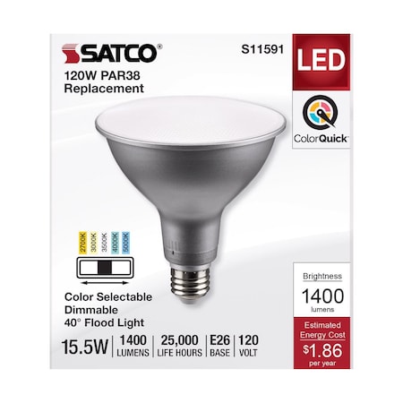 Satco PAR38 E26 (Medium) LED Bulb Tunable White/Color Changing 120 Watt Equivalence S11591