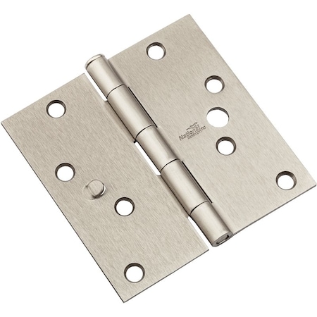 National Hardware Door Hinge, Steel, Satin Nickel, Flush, Removable Pin, Full-Mortise Mounting, 55 lb N830-404