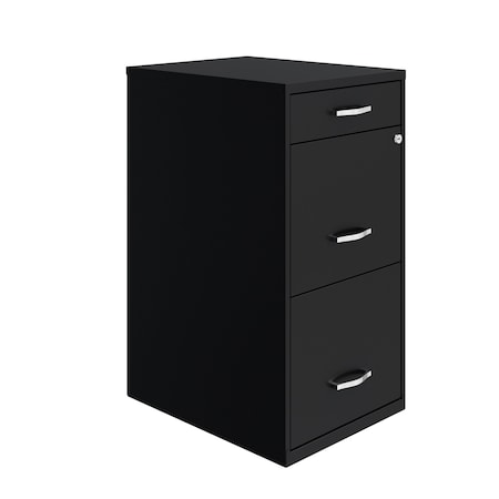 Space Solutions 14.25 in W 3 Drawer Vertical File Cabinet W/ Pencil Drawer, Black 24411