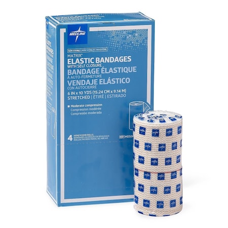 Medline Matrix Elastic Bandage with Self-Closure, Stretched, Nonsterile, 6in x 10 yd. (15.2 cm x 9.1 m), 4PK MDS087106LFZ