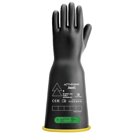 Ansell Electrical-Insulating Gloves, 26,500V AC, 39,750V DC, Natural Rubber Latex, 16 in Length, Size 11 RIG316YBBC