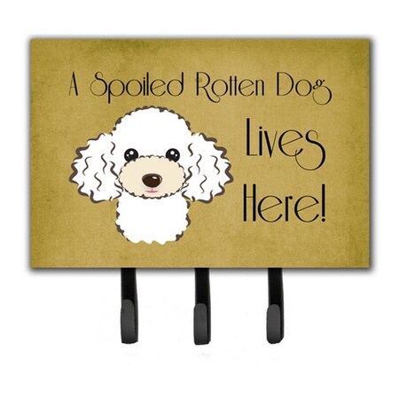 Carolines Treasures White Poodle Spoiled Dog Lives Here Leash and Key Holder BB1505TH68