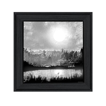 Homeroots Big Moon Lake Black Framed Print Wall Art 529595