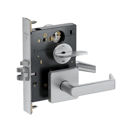 Schlage Grade 1 w/Automatic Unlocking Mortise Lock, Standard Cylinder, Rhodes Lever, D Rose, Satin Chrome PM056P RHOD 626