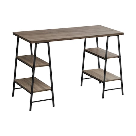Homeroots 47" Taupe and Black Wood and Metal Sled Computer Desk 489976