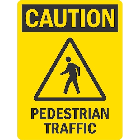Lyle Caution Pedestrian Traffic (w/sym), 18x24, Engineer Grade, Yellow G-10098-EG_18x24