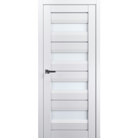 Sartodoors Interior Solid French Door Frosted Glass White 24x96 Solid Core Modern Interior VEREGIO7455ID-WS-2496