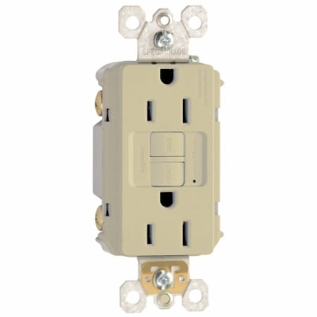 Legrand Pass & Seymour radiant Series GFCI Duplex Receptacle, Nylon, Ivory, 2-Pole, 15 A, 125 VAC 1597ICCD12