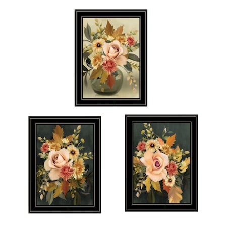 Set Of Three Romantic Autumn Black Framed Print Wall Art, 3PK