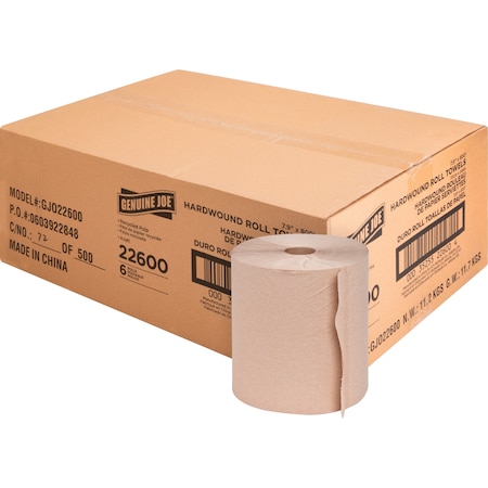 Genuine Joe SKILCRAFT Hardwound Paper Towels, 1 Ply, Continuous Roll Sheets, 800 ft, Natural, 6 PK GJO22600
